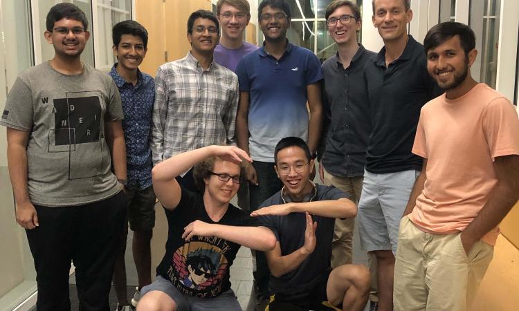 Dean talked with individual students after his informal Q&A with members of the machine learning club, The Agency.