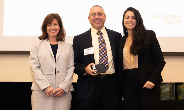 CoE Associate Dean Robert Butera (center) with Andrea Vargas (right), president of ANAK, and Lynn Durham (left), ANAK faculty advisor and associate vice president and chief of staff for the President's Office.