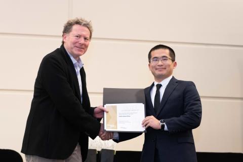 Justin Kyaw Htay (right) with College of Engineering Associate Dean Laurence Jacobs Justin Kyaw Htay (right) with College of Engineering Associate Dean Laurence Jacobs